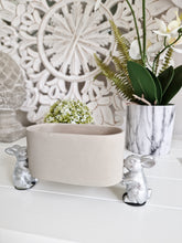 Load image into Gallery viewer, Silver Bunny Held Grey Cement Pot
