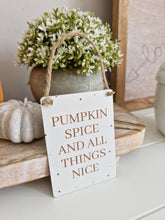 Load image into Gallery viewer, Mini Metal Pumpkin Spice Polka Dot Sign
