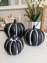 Load image into Gallery viewer, Black &amp; White Rustic Cement Pumpkin
