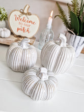 Load image into Gallery viewer, Grey &amp; Cream Toned Glossy Ceramic Pumpkin
