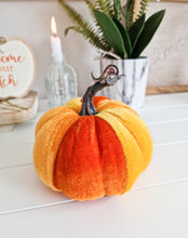 Load image into Gallery viewer, Orange Velvet Autumnal Short Faux Pumpkin
