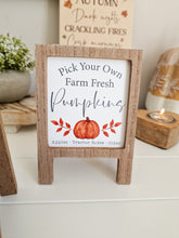 Load image into Gallery viewer, Autumnal Pumpkin Mini Decorative Sign Stand
