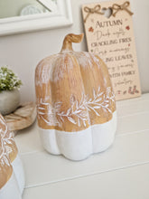 Load image into Gallery viewer, Rustic Floral Carved Style Two-Tone Pumpkin
