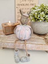 Load image into Gallery viewer, Rustic Pink Miniature Dangly Legged Sitting Pumpkin Bunny
