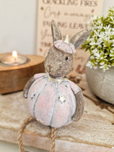 Load image into Gallery viewer, Rustic Pink Miniature Dangly Legged Sitting Pumpkin Bunny
