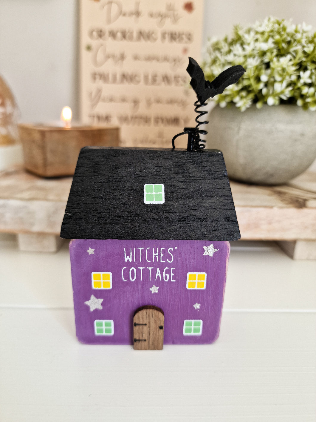 Witches Cottage Miniature Wooden Ornament
