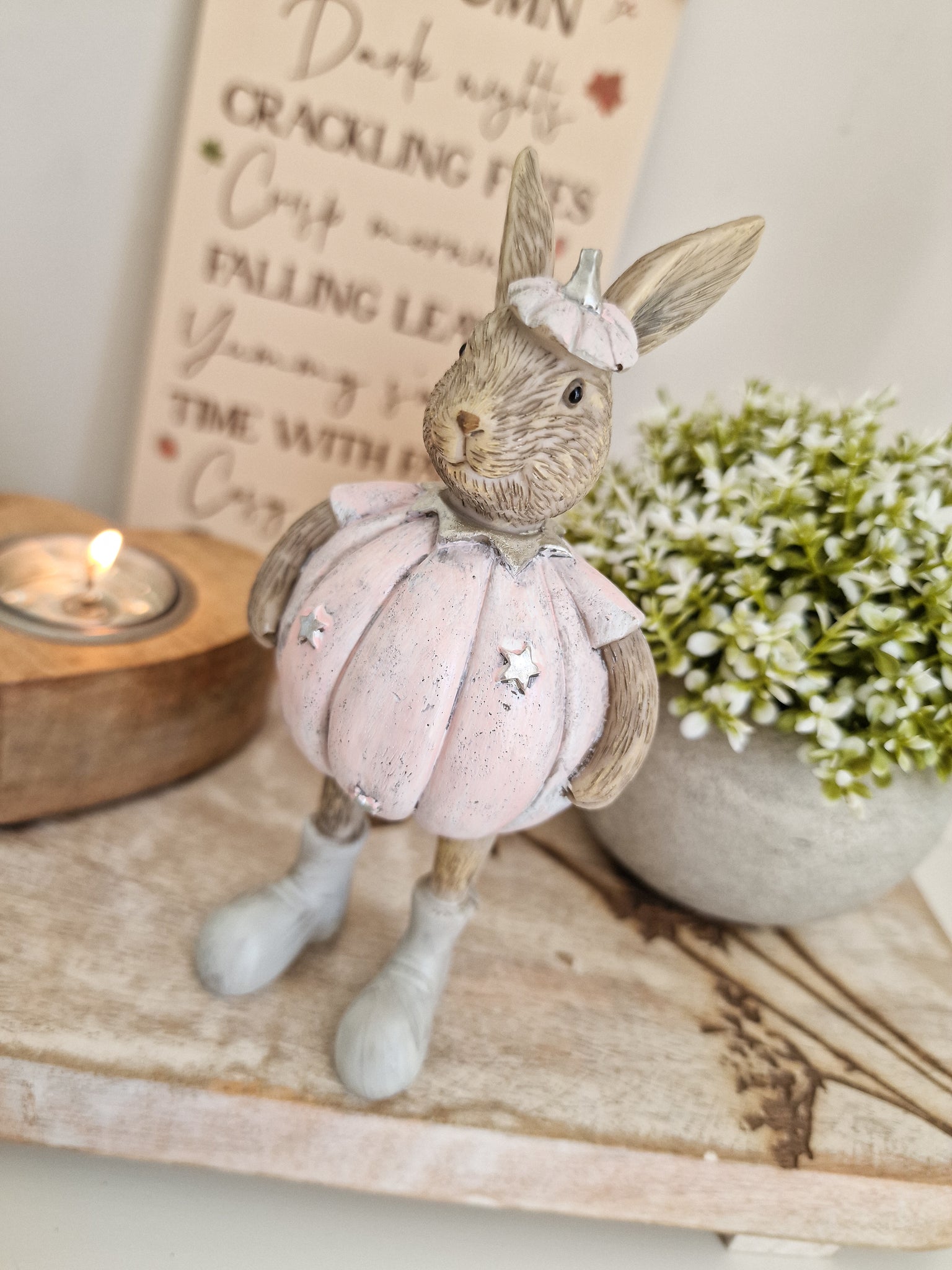 Rustic Pink Miniature Standing Pumpkin Bunny – Peony Blossom Interiors