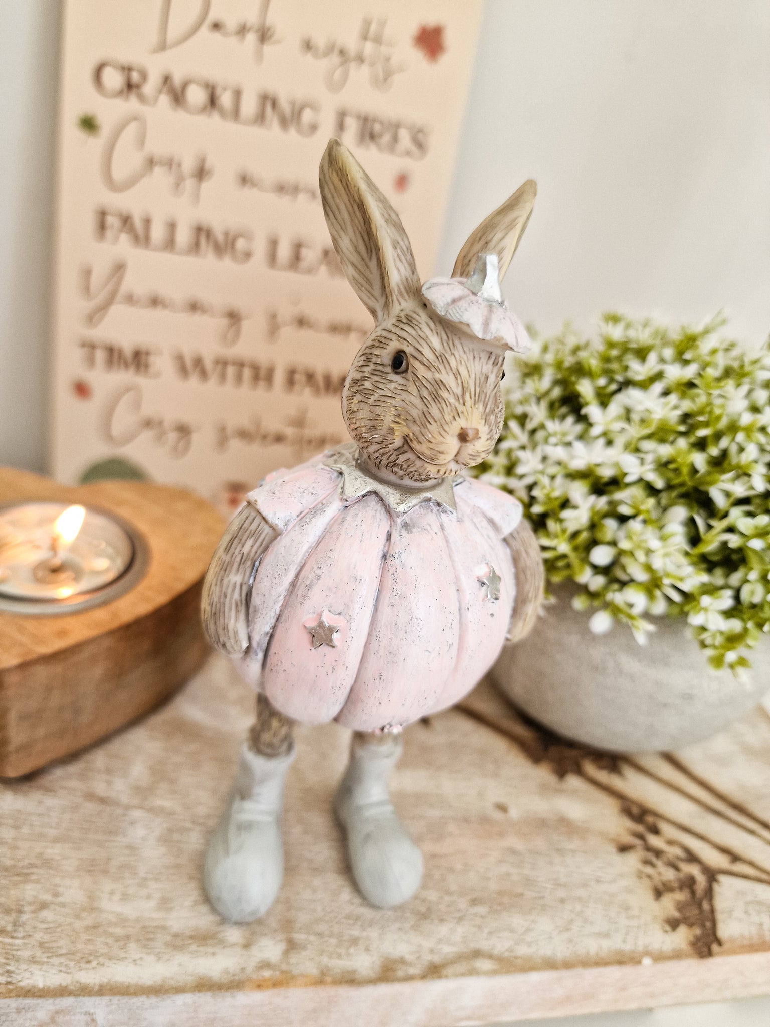 Rustic Pink Miniature Standing Pumpkin Bunny – Peony Blossom Interiors