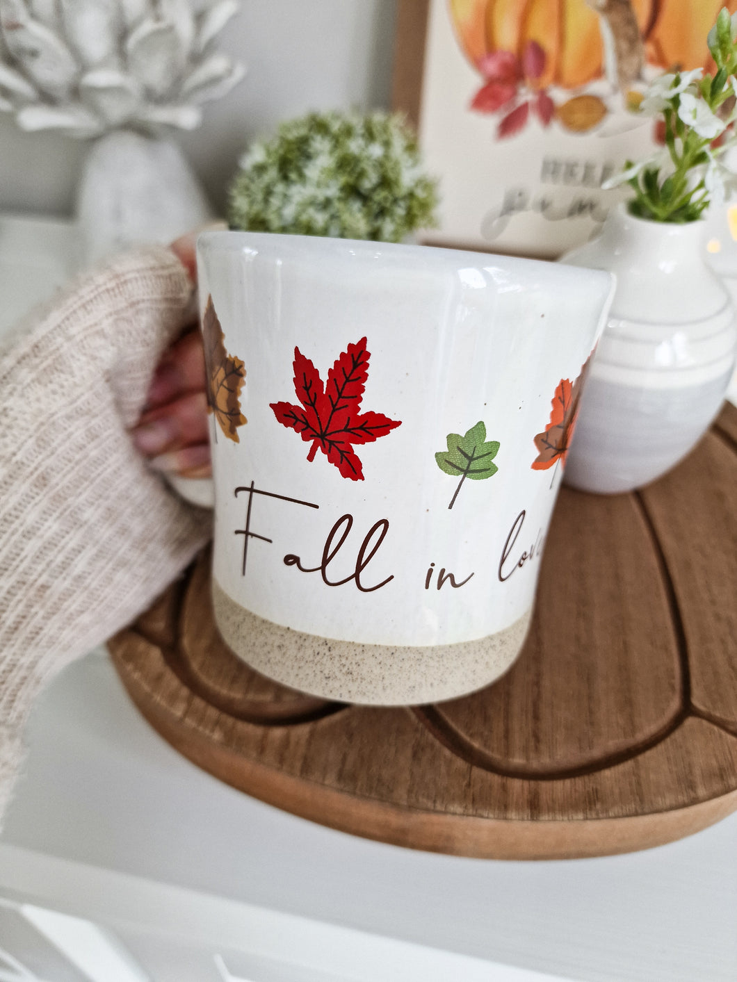 Fall In Love Rustic Autumn Leaf Mug