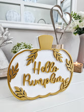 Load image into Gallery viewer, Hello Pumpkin White &amp; Gold 3D Block
