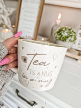 Load image into Gallery viewer, Tea... Hug In A Mug Grey &amp; White Heart Mug
