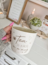 Load image into Gallery viewer, Tea... Hug In A Mug Grey &amp; White Heart Mug
