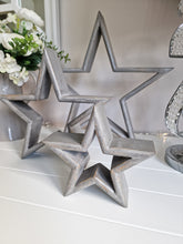 Load image into Gallery viewer, Grey Natural Wooden Mantle Stars
