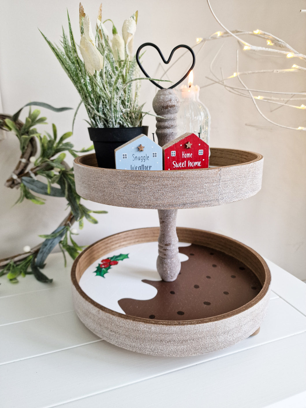 Christmas Pudding Double Tiered Display Tray