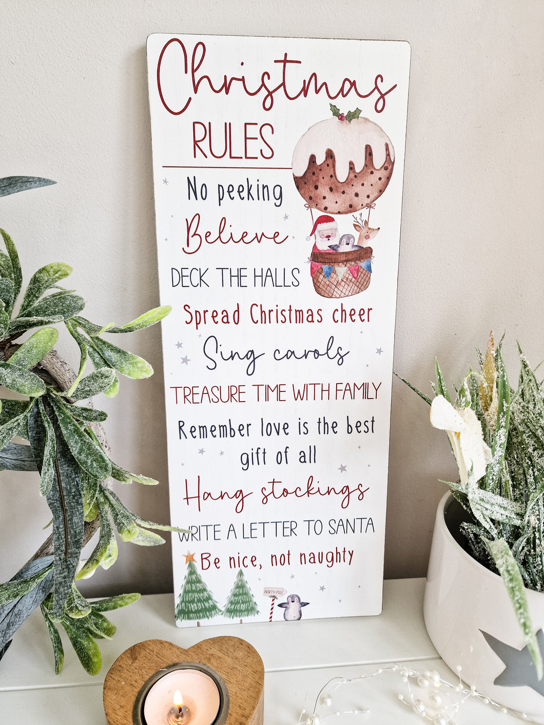 White Christmas Rules Festive Plaque