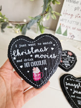 Load image into Gallery viewer, Festive Detailed Cosy Heart Shaped Slate Coasters Set 4

