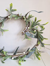 Load image into Gallery viewer, Mistletoe Heart Wreath With White Berries
