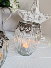 Load image into Gallery viewer, Vintage Style Glass Ribbed Candle Holder
