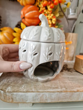Load image into Gallery viewer, Autumn Light Grey Ceramic Pumpkin Wax Melter
