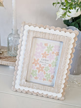 Load image into Gallery viewer, Scalloped Edge White &amp; Beige Triple Layer Standing Photo Frame 6x4"

