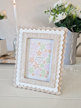 Load image into Gallery viewer, Scalloped Edge White &amp; Beige Triple Layer Standing Photo Frame 6x4"
