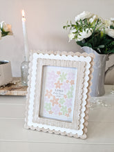 Load image into Gallery viewer, Scalloped Edge White &amp; Beige Triple Layer Standing Photo Frame 6x4"
