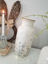 Load image into Gallery viewer, Wild Neutral Toned Floral Ivory Ceramic Rustic Vase
