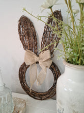 Load image into Gallery viewer, Spring Bunny Shaped Brown Rattan Hanging Wreath
