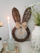 Load image into Gallery viewer, Spring Bunny Shaped Brown Rattan Hanging Wreath
