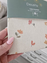 Load image into Gallery viewer, Spring Floral &amp; Bunny Pink Printed Cream Cotton Table Runner
