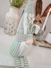 Load image into Gallery viewer, Spring Easter Sage Green Gingham Shelf Sitting Bunny Gonk
