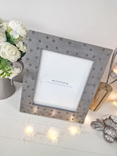 Load image into Gallery viewer, Grey Natural Mango Wood Polka Dot Carved 8x10" Photo Frame
