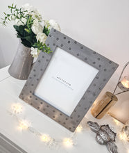 Load image into Gallery viewer, Grey Natural Mango Wood Polka Dot Carved 8x10" Photo Frame
