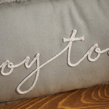 Load image into Gallery viewer, Grey Linen Enjoy Today Long Heart Cushion

