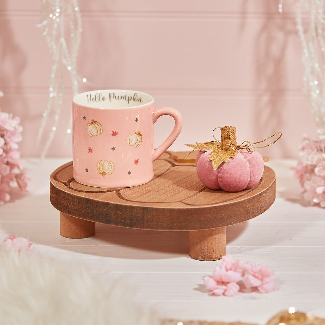 Pink Hello Pumpkin Autumn Mug