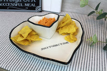 Load image into Gallery viewer, Heart Shaped White With Black Trim Snack Dish

