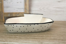 Load image into Gallery viewer, Heart Shaped White With Black Trim Snack Dish
