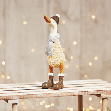 Winter Duck Mini Figure In Grey Scarf