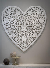 Load image into Gallery viewer, White Natural Wooden XL Floral Wall Heart
