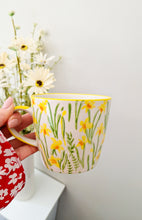 Load image into Gallery viewer, Cream Hand Painted Yellow Daffodil Stoneware Mug
