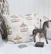 Load image into Gallery viewer, Vintage Style Linen Mix Feather Filled Carousel Cushion
