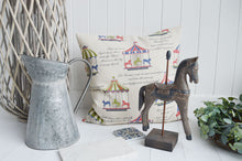Load image into Gallery viewer, Vintage Style Linen Mix Feather Filled Carousel Cushion

