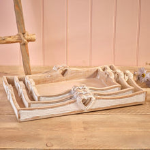 Load image into Gallery viewer, White Washed Natural Wooden Heart Detail Tray
