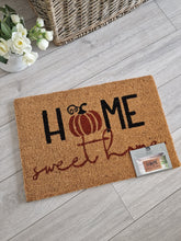 Load image into Gallery viewer, Seasonal Autumn Halloween &#39;Home Sweet Home&#39; Pumpkin Doormat
