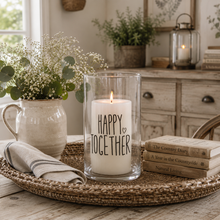 Load image into Gallery viewer, Clear Glass Hurricane With Black Heart Design
