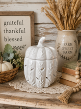 Load image into Gallery viewer, Autumn Light Grey Ceramic Pumpkin Wax Melter
