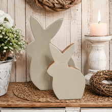 Load image into Gallery viewer, Glossy Dark Taupe Natural Wood Bunny Figure
