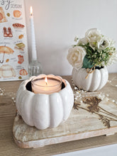 Load image into Gallery viewer, Rustic White Ceramic Pumpkin Shaped Pot Set Of 2
