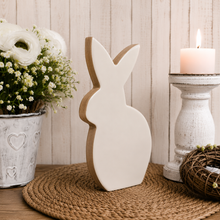 Load image into Gallery viewer, Glossy Light Taupe Natural Wood Bunny Figure
