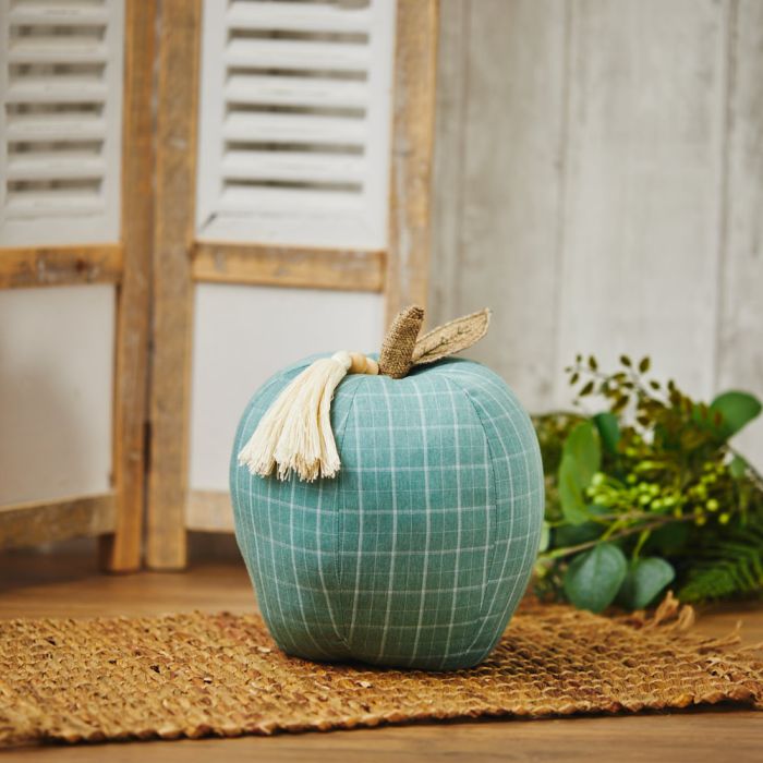 Autumnal Green Apple Doorstop With Linen Stem & Tassel